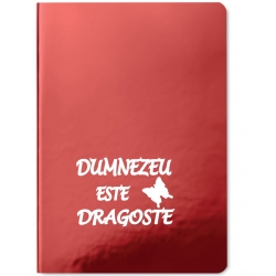 Notes A5, copertă rosu lucios, Dumnezeu este dragoste